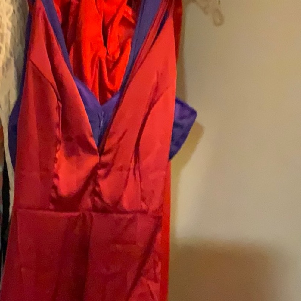 High slit floor length satin feel gown - Picture 10 of 11